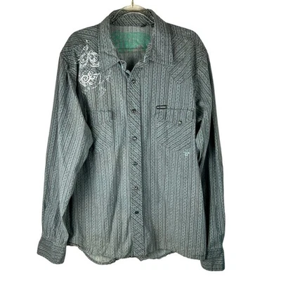 Southern Thread Pearl Snap Western Button Down Long Sleeve Shirt Size Large - Image 1 of 4