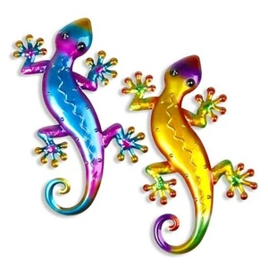 Metal Gecko Yard Art 12 Inch Lizard Outdoor Garden Fence Decor Patio Wall - Picture 1 of 5