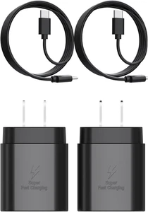 25W Type C Fast Charger 2-Pack with USB C Cable for Galaxy and iPhone - Picture 1 of 7