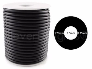 Black Hollow Rubber Cord - 5 Meters - 4mm Round - Beading Crafts Tubing - 5.4 Yd - Picture 1 of 2