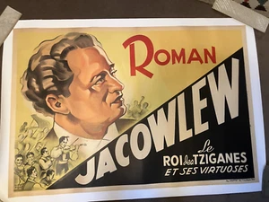 Original Vintage French Gypsy Cabaret Poster Roman Jacowlew 1940s - Picture 1 of 4