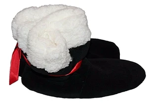 Joe Boxer Women's Christmas Holiday Black Bootie Slippers Size 4/10  - Picture 1 of 3