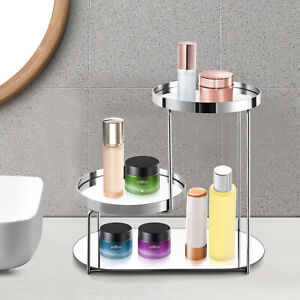 Cosmetics Storage Display Rack Bathroom Makeup Organizer Countertop Silver