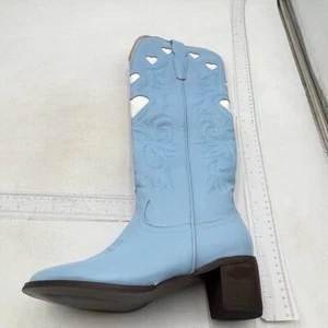 Blue Cowboy Boots For Women Knee High Boots Pointy Toe Women's Western Boots - Picture 1 of 7