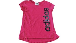 Adidas Girls Size 5 Youth Pink Sparkle Top T-Shirt Summer Short Sleeve Kids - Picture 1 of 5