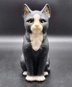 STEHENDE SCHWARZE KATZE HANDBEMALTE KERAMIKSKULPTUR - Bild 1 von 12