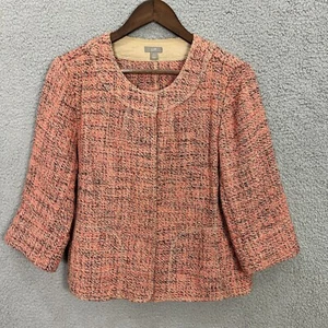 J. Jill Tweed Jacket Womens L Petite Blazer Textured Pink Quiet Luxury Preppy - Picture 1 of 7