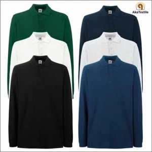 Polo FRUIT OF THE LOOM da uomo premium a maniche lunghe abbigliamento da lavoro cotone tempo libero TOP - Foto 1 di 25