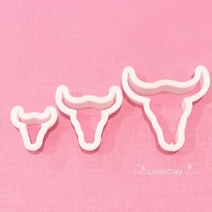 Bull Skull Shape Polymer Clay Cutter Set (style 2) - Earrings Jewelry Western - Picture 1 of 4