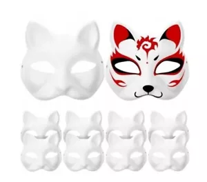 10Stk DIY Gesichts Weiß Katzen gesicht Blank Fuchs maske Karneval Fasching Party - Bild 1 von 14