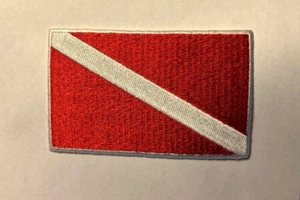 scuba patch DIVER DOWN FLAG PATCH Scuba Diving patch iron or sew on 3.25" wide - Picture 1 of 3
