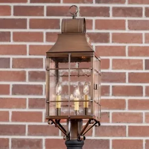 Stenton Outdoor 3-Light Post Light in Solid Weathered Brass or Antique Copper - Picture 1 of 2