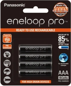 Panasonic Eneloop Pro AAA Pre-Charged Rechargeable Batteries, 4-Pack (BK-4HCCE/4 - Picture 1 of 12