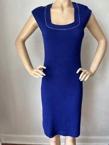 NUEVO VESTIDO VAINA ST JOHN TEJIDO TALLA M 6/8 AZUL LAZULI - Imagen 1 de 7