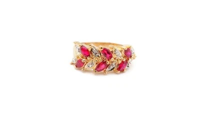 Ross Simons Gold Plated Sterling Silver 925 Lab-Created Ruby Diamond Ring Size 8 - Image 1 of 4