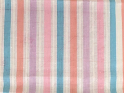 1 1/4 Yards x 60" Light Weight Semi Sheer Fabric - PINK TURQUOISE PURPLE STRIPES - Image 1 of 4