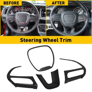 Carbon Steering Fiber Decor Wheel Cover Trim for Dodge Challenger Charger 2015+ - Picture 1 of 10