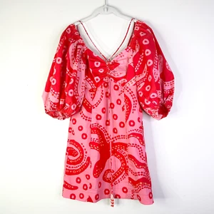 Farm Rio Vestito Donna XS Rosa Batik Octocool Cocco Ragazza Mini Puff Slv Cotone - Foto 1 di 11