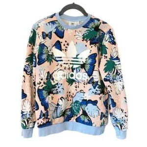 Adidas HER Butterfly Floral Sweatshirt Juniors Cheetah Print - Picture 1 of 5
