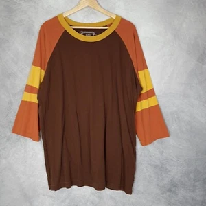 Big Bud Press Top Womens XXL Brown Orange Retro Raglan Sleeve 70s Vibe - Picture 1 of 16