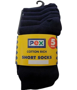 PEX Short School Award 5 Pairs Boy's/Girls Socks Navy - Picture 1 of 3