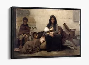 SENZA ASILO DI FERNAND PELEZ - STAMPA ARTE DA PARETE SU TELA CON CORNICE EFFETTO GALLEGGIANTE - Foto 1 di 12