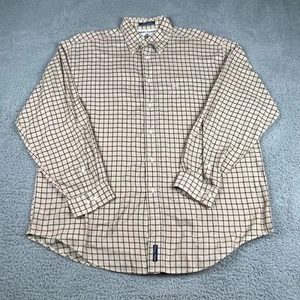 Tommy Hilfiger Shirt Adult large Tan White Long Sleeve Button Up Casual Mens - Picture 1 of 13