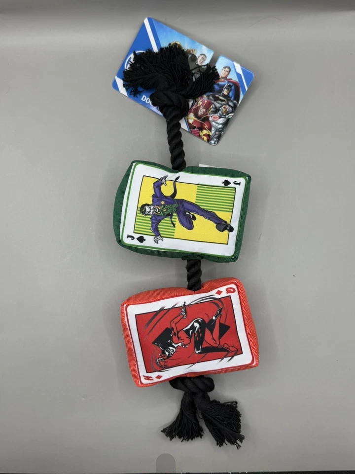NWT DC Comics Joker Playing Cards 14” Plush Squeaker Rope Dog Toy- - Image 1 of 4