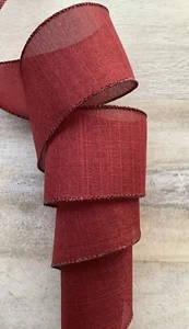 50 yds. CHRISTMAS WINE WIRE EDGE RIBBON 2 1/2" WIDE - Picture 1 of 5
