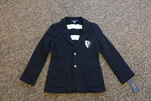 $115 Polo Ralph Lauren Boys Brass-Button Fleece Sport Coat - Size 7 - Black - Picture 1 of 6