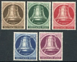 Deutschland - Berlin 1951 Glocken - 5 Briefmarken ** / postfrisch 61/65 - Bild 1 von 2