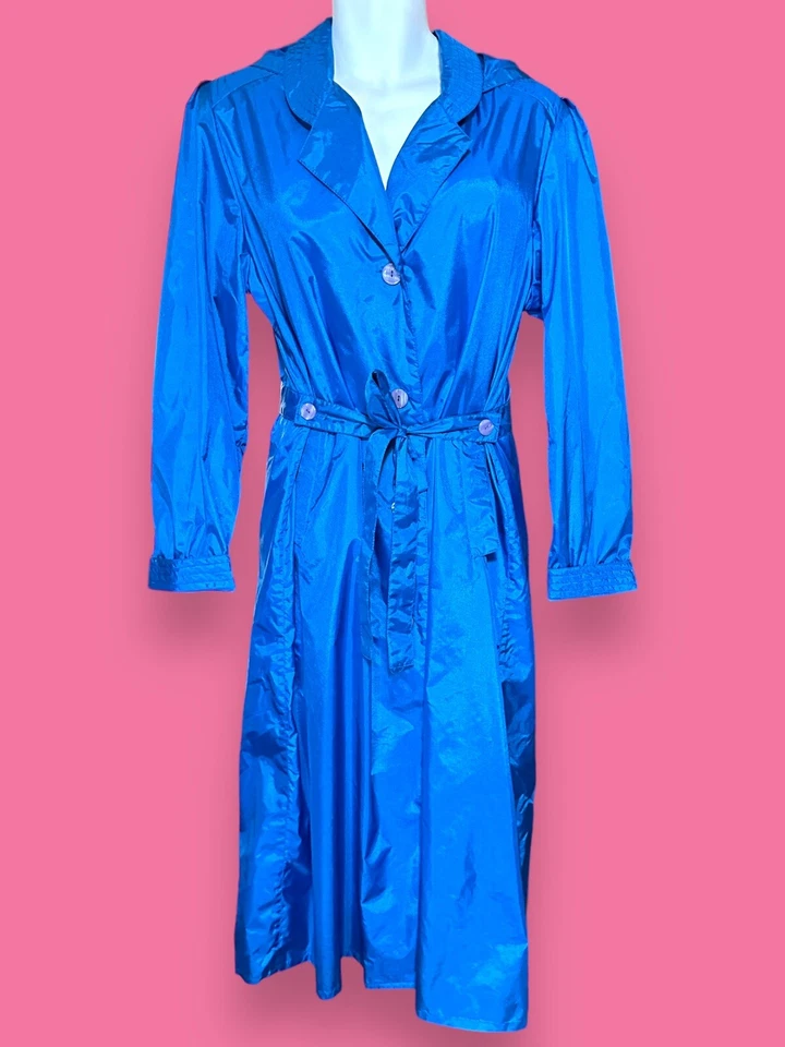 Vintage 80s 90s The Totes Coat Womens Jacket Trench Teal Lightweight Nylon Sz 14 - Image 1 of 4