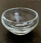 Krosno Poland Crystal Bowl Milled Top Etched Dots Heavy Thick Art Glass Dish