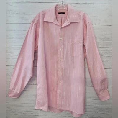 Burberry London Mens Button Down Shirt, Pink and White, Size 17L - Image 1 of 4