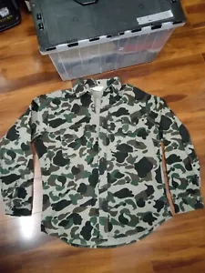Vintage Five Brother Duck Camo Chamois Flannel Hunting Shirt Size L Made in USA - Picture 1 of 12