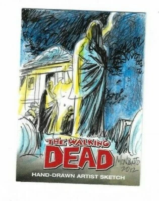 THE WALKING DEAD COMIC BOOK PART 1 TRADING CARD 1/1 SKETCH CARD Gilbert Monsanto - Image 1 of 3