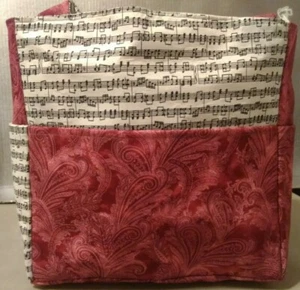 Music Instrument Sheet Notes Musicians Purse/Project Travel Bag Handmade 12x12 - Picture 1 of 8