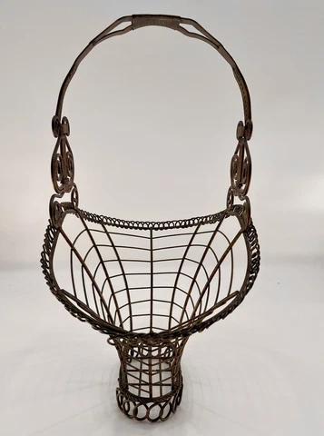 Wire Basket Victorian Antique Cottage Core Rustic Farmhouse Garden Decor Metal Cover