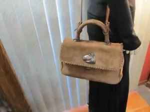 Borsa a mano vintage Barry-Kieselstein-Cord testa di cavallo marrone morbido pelle scamosciata - Foto 1 di 12