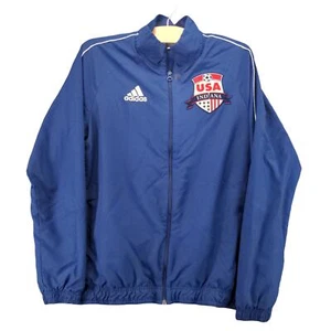 Adidas Full Zip Track Jacket Size L Blue USA Soccer Mesh Lined - Picture 1 of 13