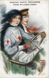 POSTAL PATRIÓTICA DE LA CRUZ ROJA DE LA PRIMERA GUERRA MUNDIAL POR ARTHUR BUTCHER, "HACIENDO PROGRESOS RÁPIDOS" - Imagen 1 de 2