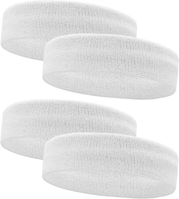 4件装运动发带男女运动头带,吸湿排汗白色  — 第 1/4 张图片