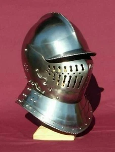 Medieval Knight European Closed Helmet Armor Steel German Helmet - Picture 1 of 4