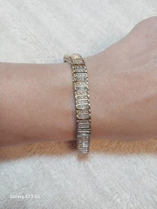 Vintage Fashion Jewlery Tennis Bracelet Gold Tone Nice - Photo 1/11