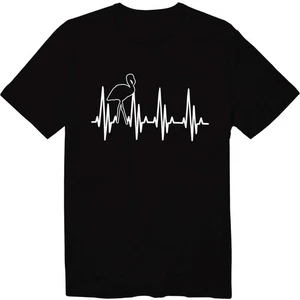 Heartbeat Flamingo In Love Unisex Rundhals T-Shirt - Bild 1 von 9