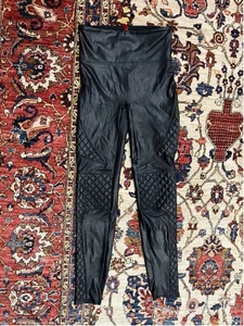 Spanx Women's Moto Shiny Pull On Faux Leather Leggings Size Small Petite - Picture 1 of 11
