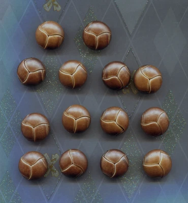 Set of 14 Beautiful Vintage Brown Plastic Leather Looking Buttons- ITEM#8-3 - Image 1 of 2