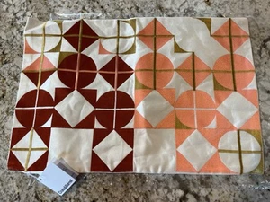 NEW Crate & Barrel Geometric Embroidered Rectangular Pillow Case Cover 18 X 12 - Picture 1 of 4