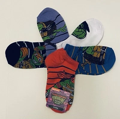 NUEVO CON ETIQUETAS Niños Teenage Mutant Ninja Turtles No Show CALCETINES 5 Pares (Se Adapta a Zapato 7.5-3.5) Foto 1 de 2