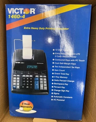 New Sealed in box - 1460-4 Extra Heavy-Duty Printing Calculator Black/Red Print  - Image 1 of 2